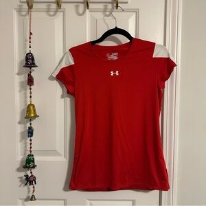 Under Armour- Girl’s Red Short Sleeve Fitted Shirt, XL